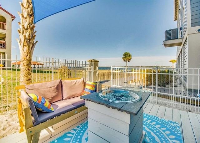Fire pit with water views